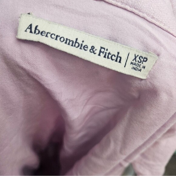 Abercrombie & Fitch Linen-Blend  Cutout Mini Shirt Dress in Lavender XS petite - Picture 6 of 7